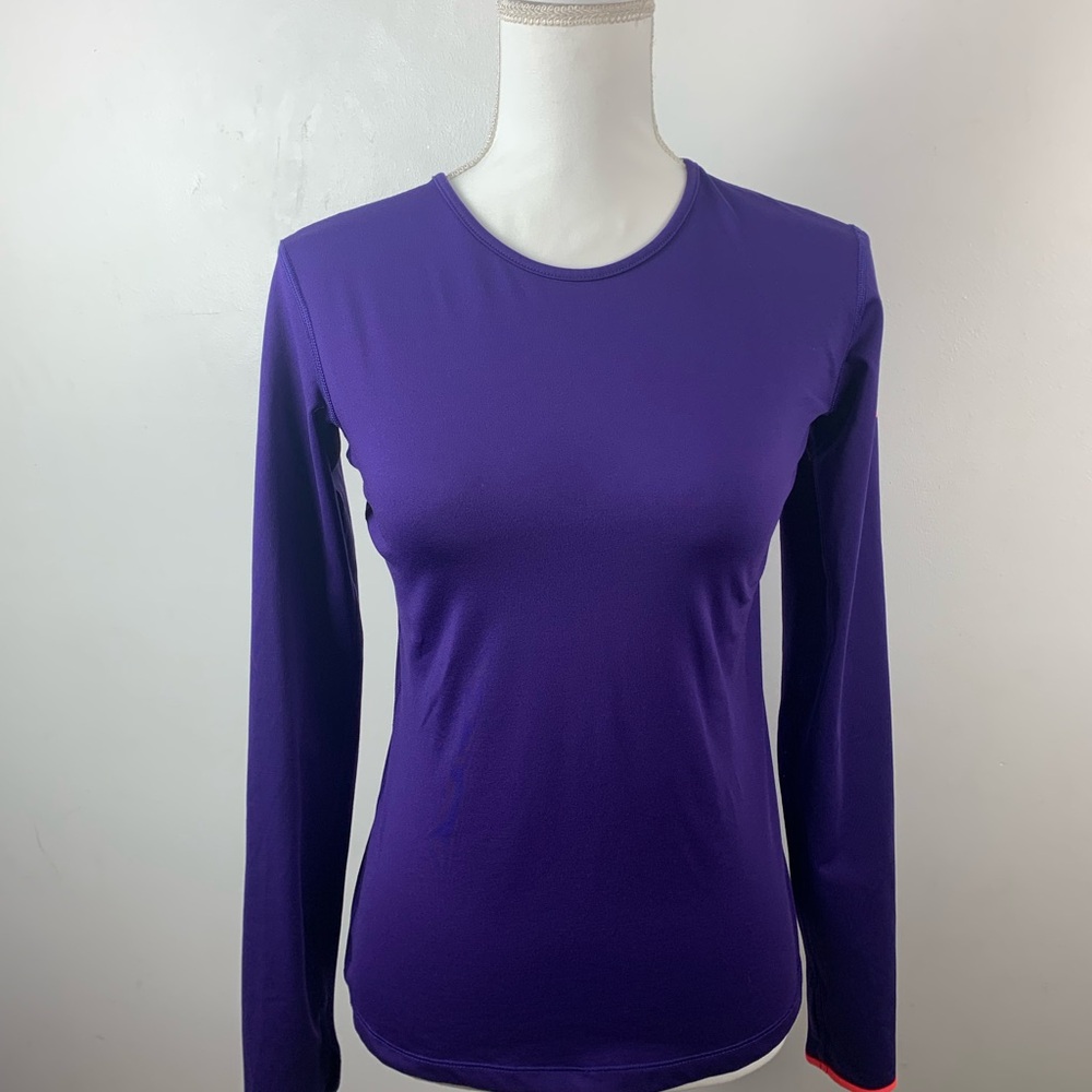 Nike Pro Dri-Fit Purple with Pink Accents Fitted Long Sleeve Tee Size Medium